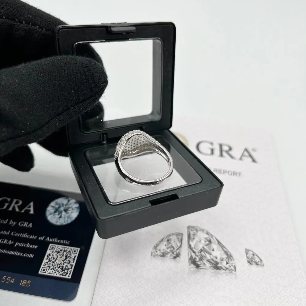 VVS Moissanite ICED Classic Style Ring, Solid 925 Sterling Silver Finger Ring - Picture 5 of 5